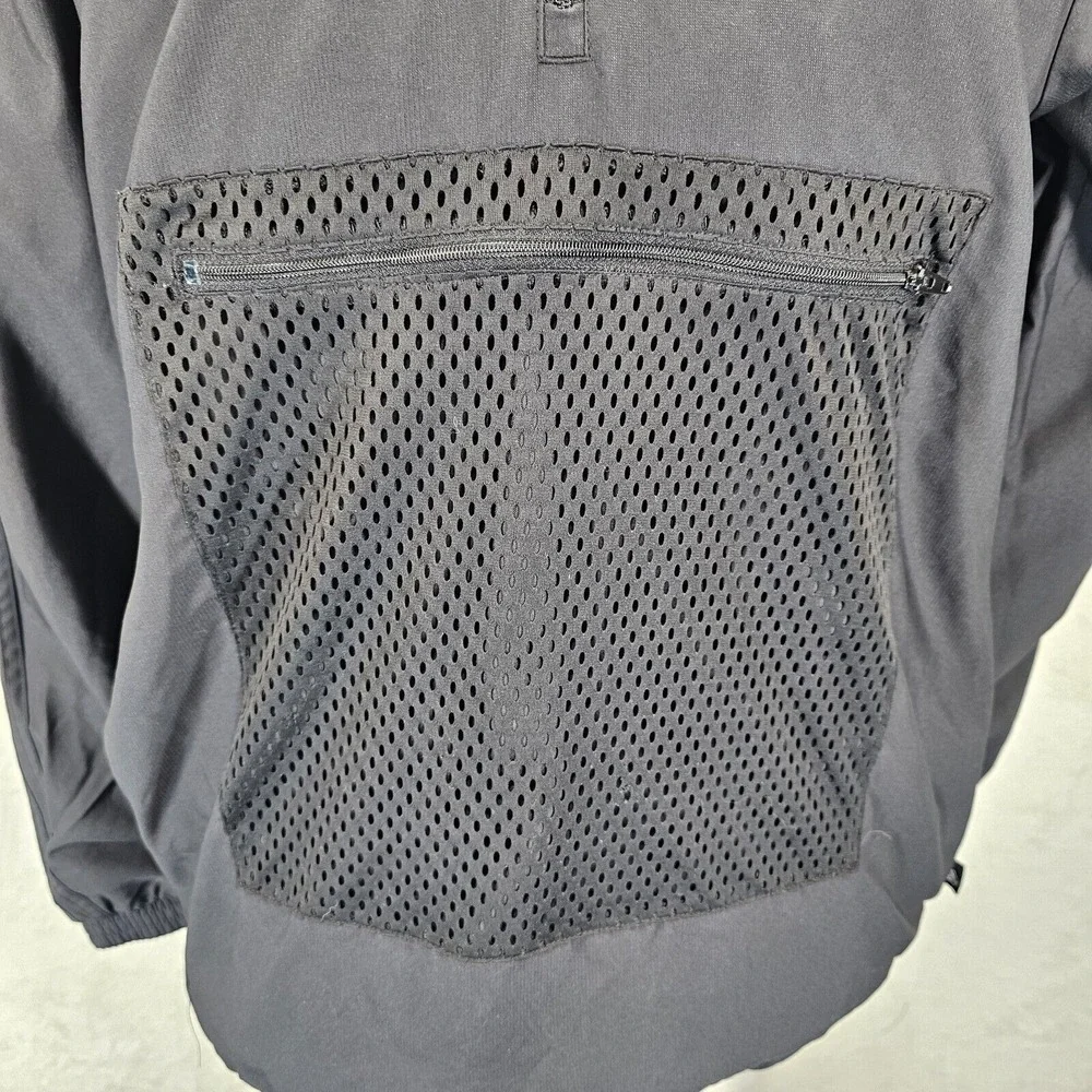Adidas Black Men's Large‎ Hooded Half Zip Windbreaker Mesh Zip Pouch Running